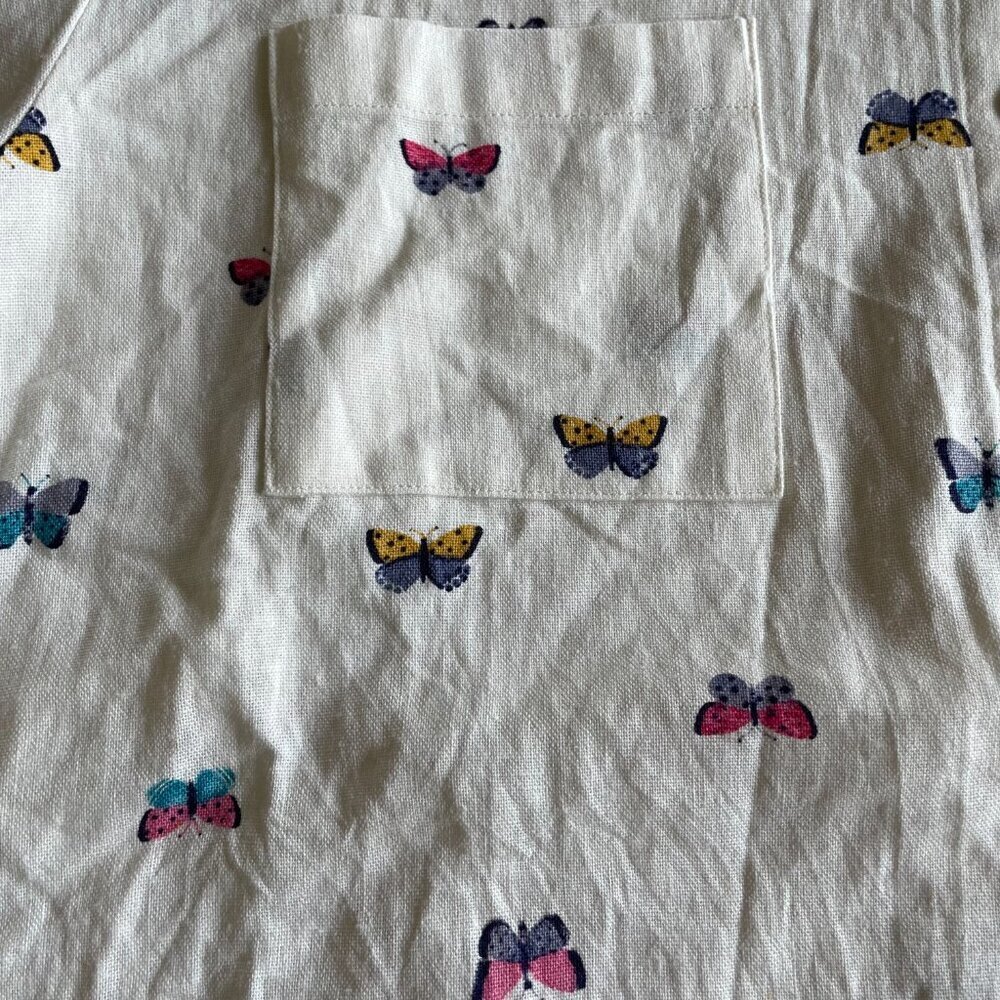 NEW Rae Dunn Linen Blend Butterfly Short Sleeve Collared Button Down Shirt, XL - Picture 3 of 9